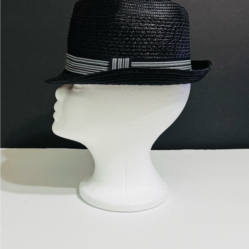 UNBRANDED Stylish Trilby Blk Hat, Short brim, Reg Size Crown, Multi-Color Bow.